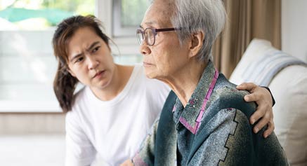 Caring caretaker showing signs of fatigue